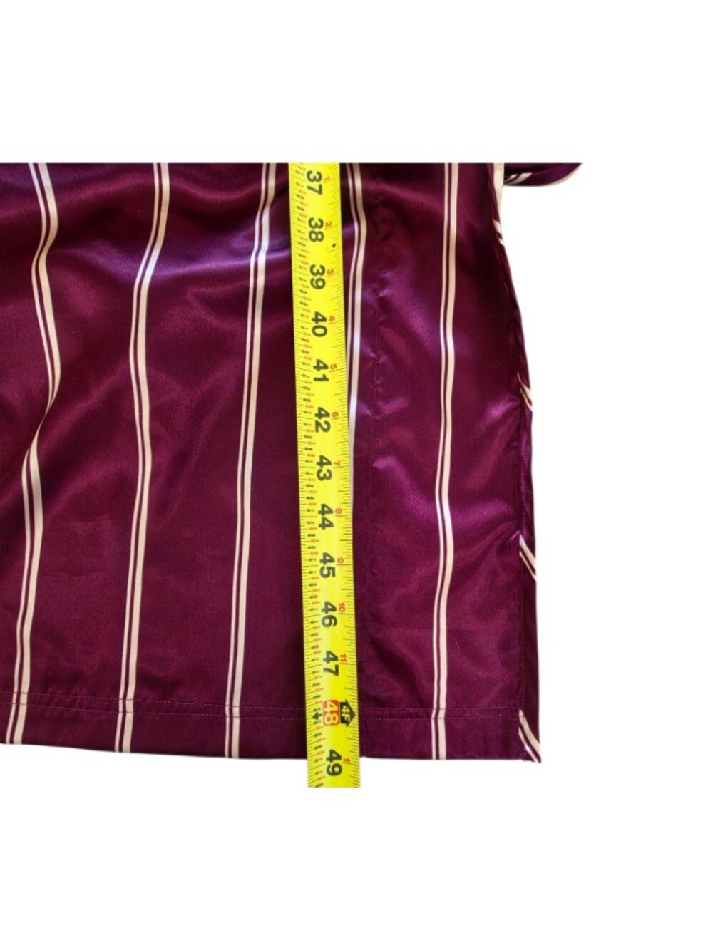 Vintage Victoria's Secret Satin Pajama Set Size L Burgundy Striped 3 Pieces 90s - Picture 10 of 15